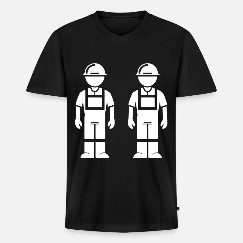 Construction Worker Team - Men's Premium Organic T-shirt with V-neck - black