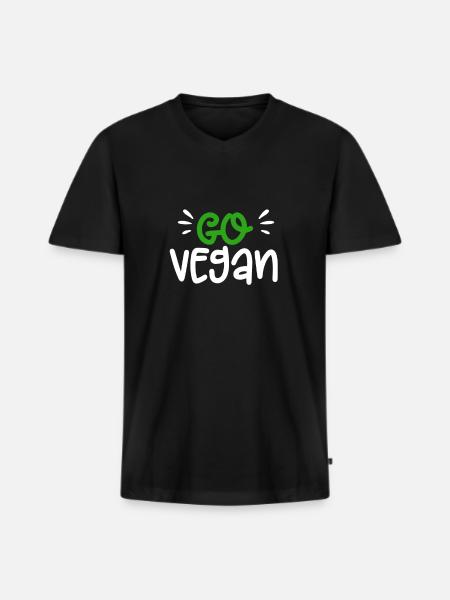 Vegan Go vegan - Men's Premium Organic T-shirt with V-neck - black