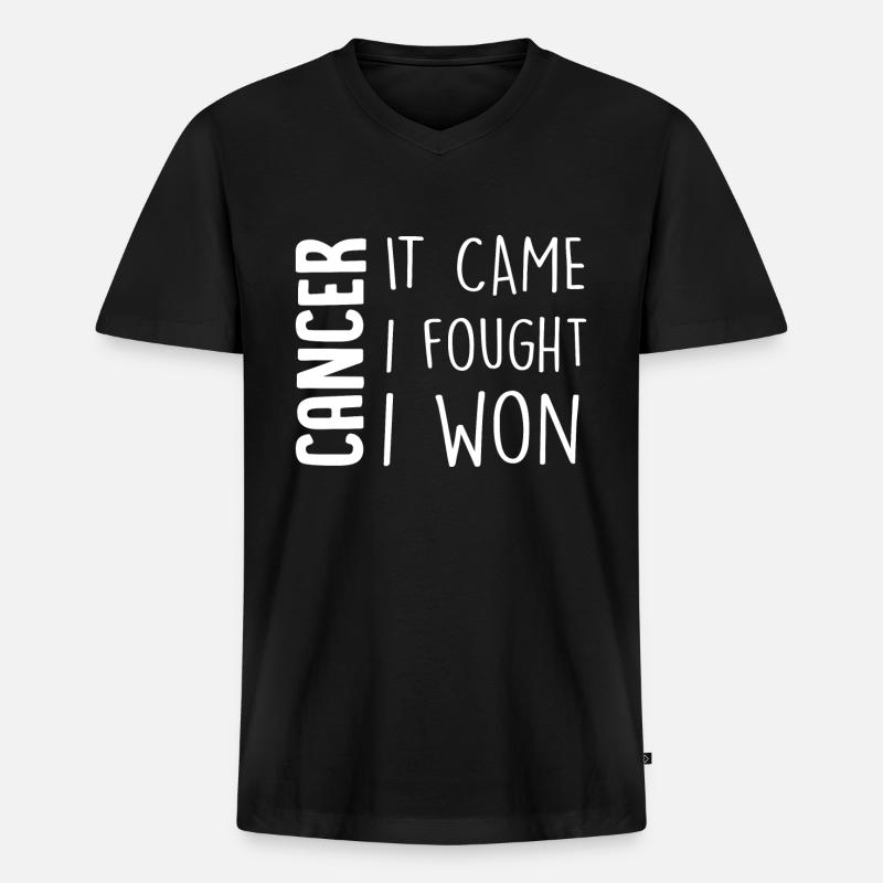 cancer I won Krebs - Männer Premium Bio T-Shirt mit V-Ausschnitt - Schwarz