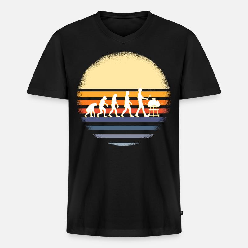 Grill Evolution - Männer Premium Bio T-Shirt mit V-Ausschnitt - Schwarz
