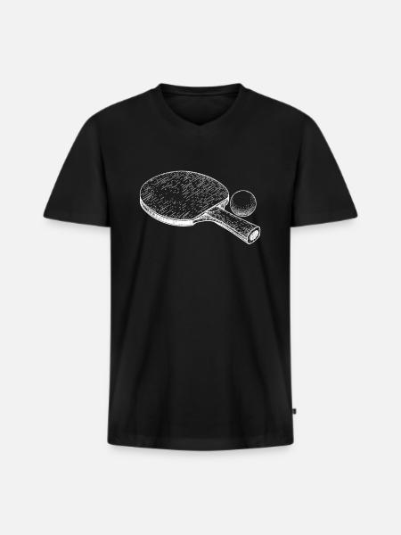 bordtennis - Premium økologisk T-shirt med V-hals til mænd - sort