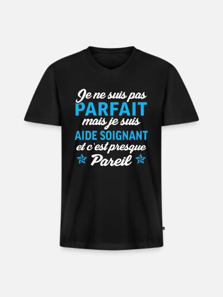je suis aide soignant - T-shirt encolure en V Premium bio Homme - noir