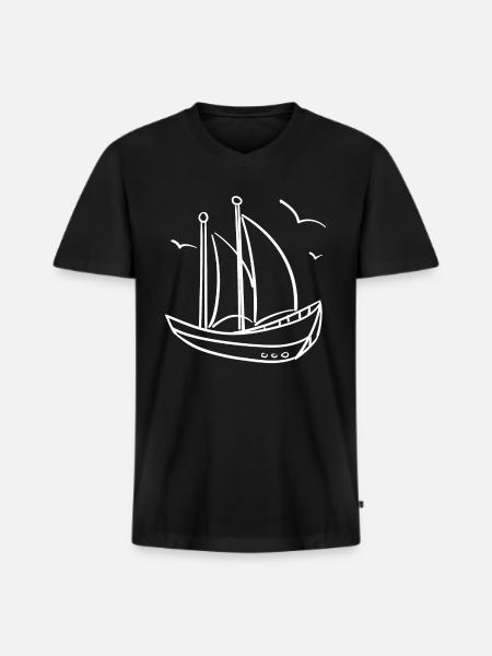 sailing boat sketch - Men's Premium Organic T-shirt with V-neck - black