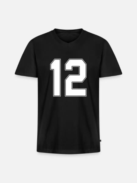 12 ans numéro maillot 12 - T-shirt encolure en V Premium bio Homme - noir