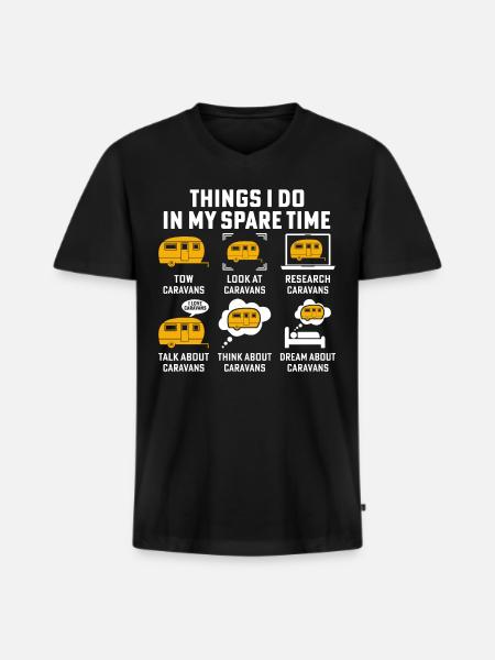 Things i do in my spare time tow caravans camping - Men's Premium Organic T-shirt with V-neck - black
