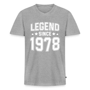 Legend since 1978 - Men's Premium Organic T-shirt with V-neck - heather grey - Front