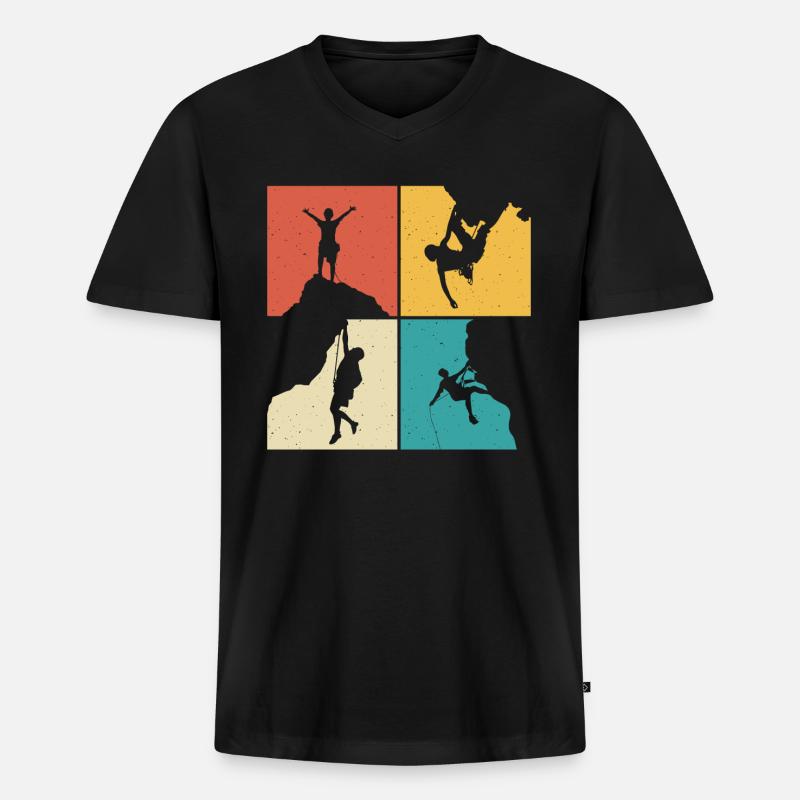 Bergklettern - Männer Premium Bio T-Shirt mit V-Ausschnitt - Schwarz