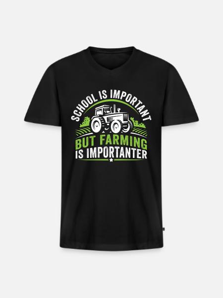 L’école est importante, mais l’agriculture est plus importante - T-shirt encolure en V Premium bio Homme - noir