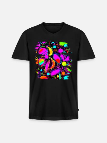 Neon Creative Cyberglow Modern Style - Men's Premium Organic T-shirt with V-neck - black