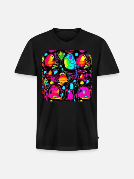 Neon Creative Cyberglow Modern Style - Men's Premium Organic T-shirt with V-neck - black