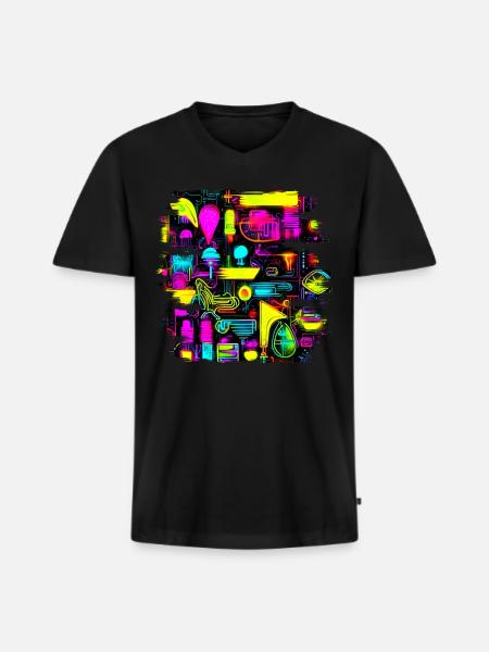 Neon Creative Cyberglow Modern Style - Men's Premium Organic T-shirt with V-neck - black