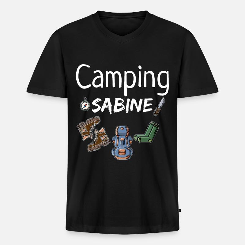 Camping Sabine Camper Camperin Geschenk - Männer Premium Bio T-Shirt mit V-Ausschnitt - Schwarz