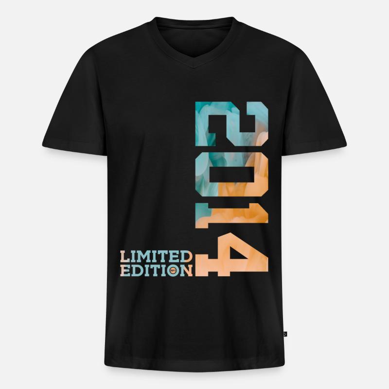 12. GEBURTSTAG LIMITED EDITION 2014 - Männer Premium Bio T-Shirt mit V-Ausschnitt - Schwarz