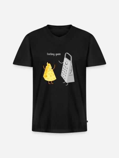 Feeling Grate Cheese Pun - Men's Premium Organic T-shirt with V-neck - black
