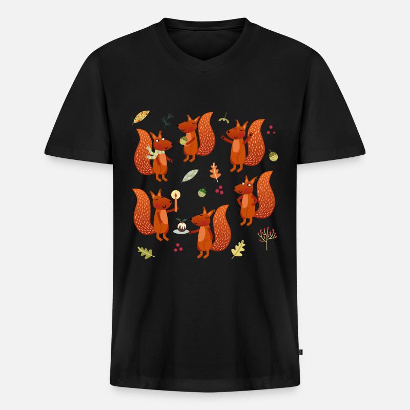 Eichhörnchen Party - Männer Premium Bio T-Shirt mit V-Ausschnitt - Schwarz