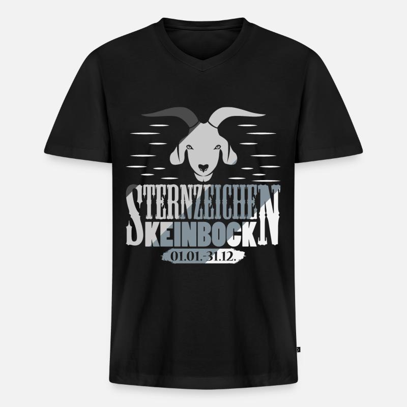 Sternzeichen Keinbock - Männer Premium Bio T-Shirt mit V-Ausschnitt - Schwarz