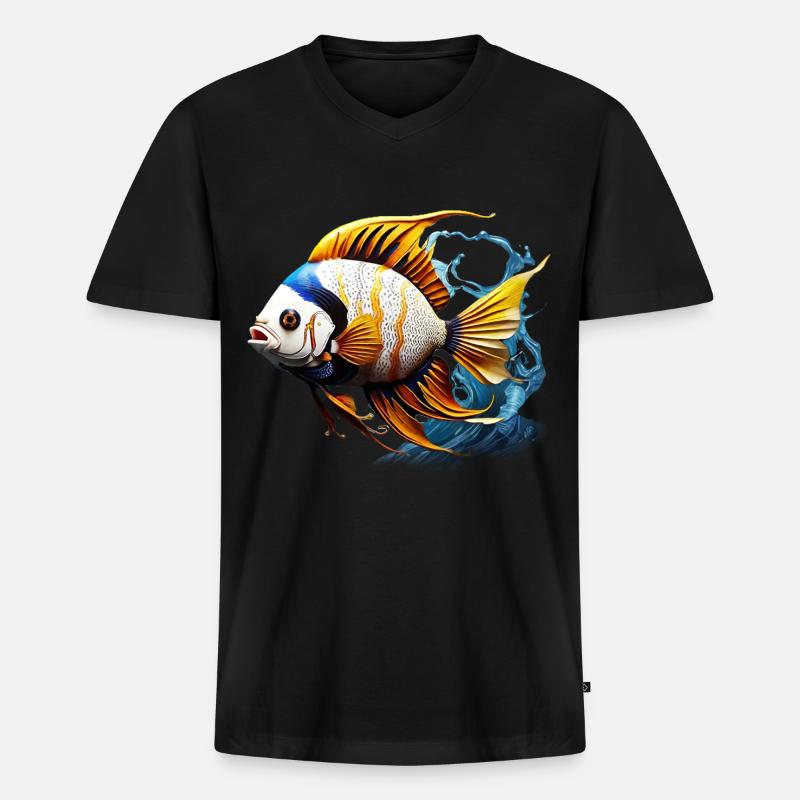 Skalar - Männer Premium Bio T-Shirt mit V-Ausschnitt - Schwarz