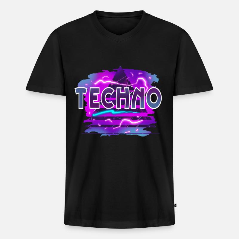 Techno - Männer Premium Bio T-Shirt mit V-Ausschnitt - Schwarz