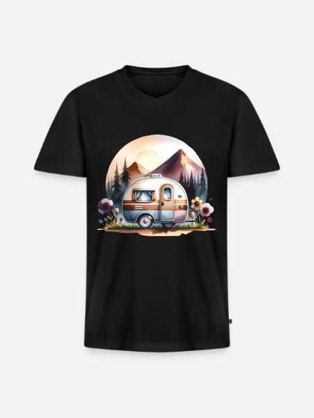 camping - Men's Premium Organic T-shirt with V-neck - black