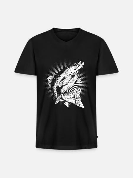 trout - Men's Premium Organic T-shirt with V-neck - black
