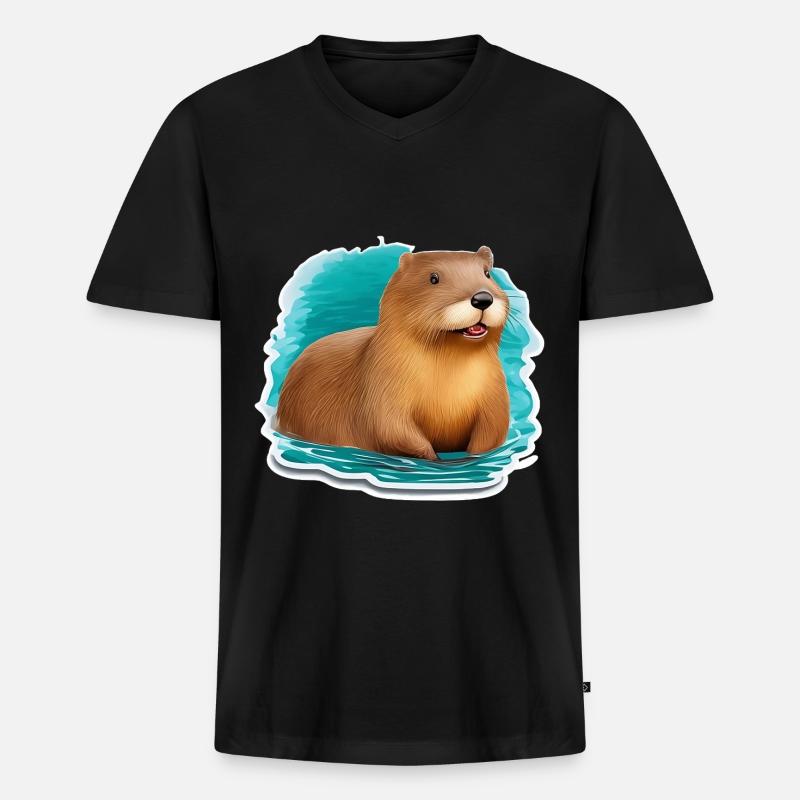 Biber süß - Männer Premium Bio T-Shirt mit V-Ausschnitt - Schwarz