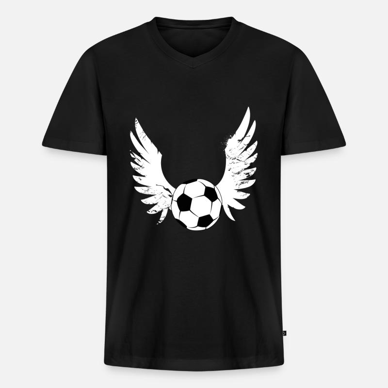 Fussball - Männer Premium Bio T-Shirt mit V-Ausschnitt - Schwarz
