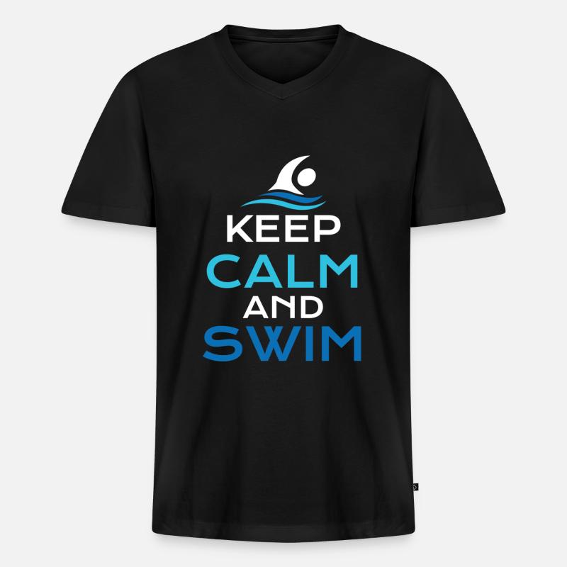 Schwimmen - Männer Premium Bio T-Shirt mit V-Ausschnitt - Schwarz