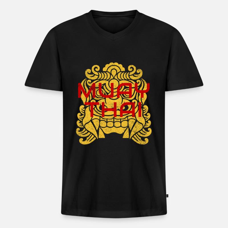 Muay Thai - Männer Premium Bio T-Shirt mit V-Ausschnitt - Schwarz
