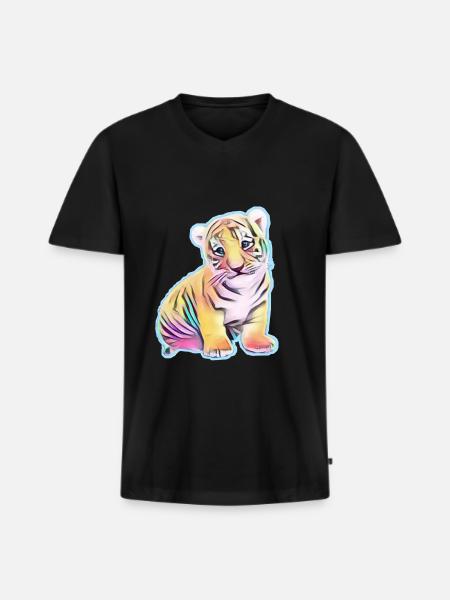tiger - Men's Premium Organic T-shirt with V-neck - black
