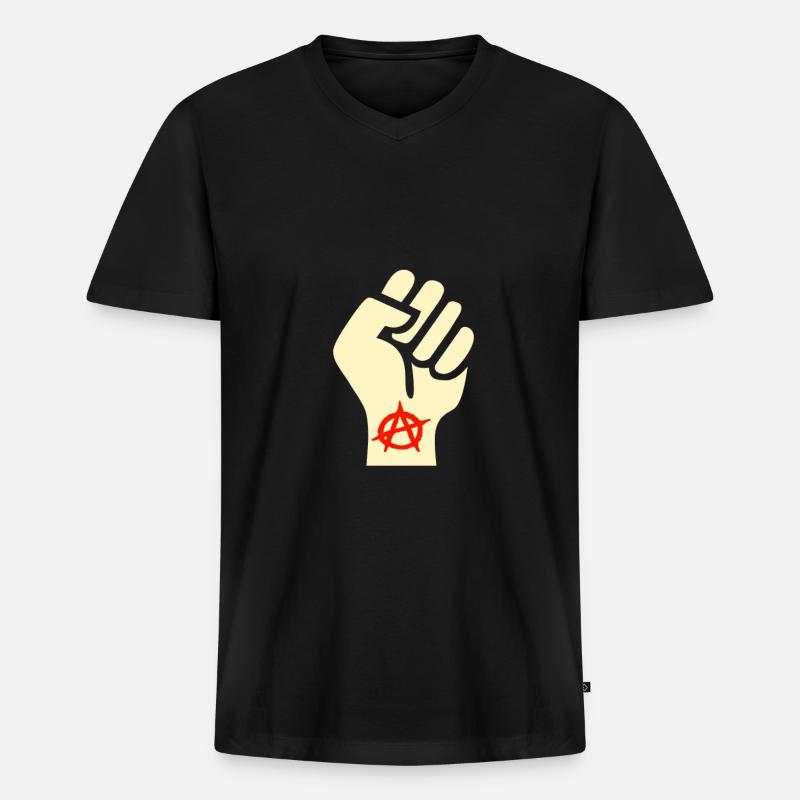 Anarchisten faust - Männer Premium Bio T-Shirt mit V-Ausschnitt - Schwarz