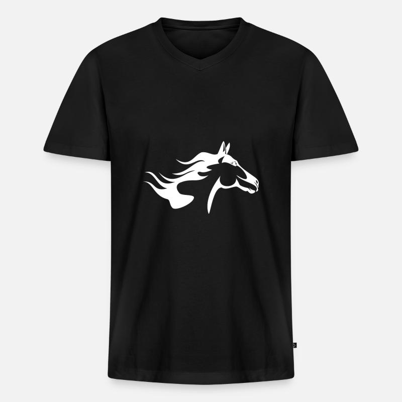 Pferdekopf - Männer Premium Bio T-Shirt mit V-Ausschnitt - Schwarz