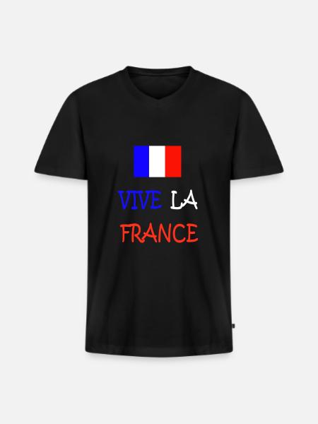 France - Men's Premium Organic T-shirt with V-neck - black