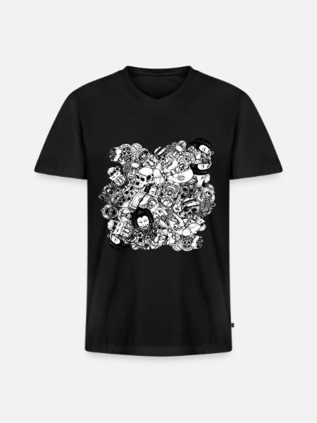 Men and Mutants bw - Men's Premium Organic T-shirt with V-neck - black