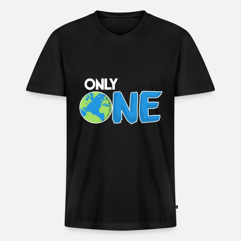 Only one Earth Planet - Männer Premium Bio T-Shirt mit V-Ausschnitt - Schwarz