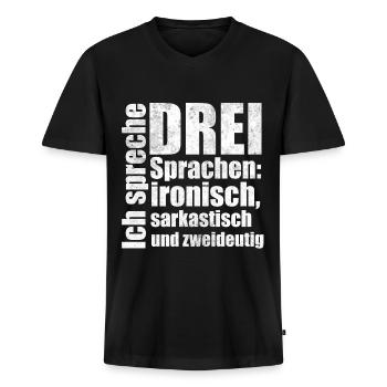 ironisch sarkastisch zweideutig Spruch Geschenk - Männer Premium Bio T-Shirt mit V-Ausschnitt - Schwarz - Vorne - Nico (187cm)