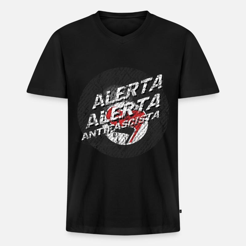antifa billiard alerta alerta - Männer Premium Bio T-Shirt mit V-Ausschnitt - Schwarz