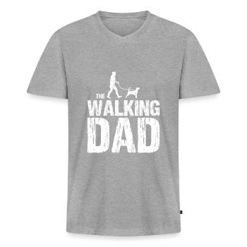 Beagle The Walking Dad cadeau pour père chiens - T-shirt encolure en V Premium bio Homme - gris chiné - Devant