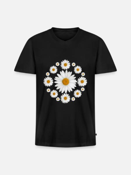 White Daisy Flowers Daisy Design - Premium økologisk T-shirt med V-hals til mænd - sort