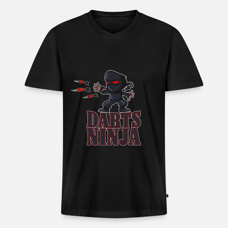 Darts Ninja - Männer Premium Bio T-Shirt mit V-Ausschnitt - Schwarz