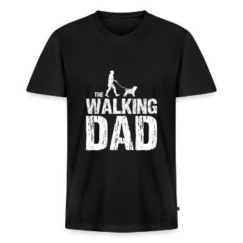 Shar Pei The Walking Dad Vater Herrchen Geschenk - Männer Premium Bio T-Shirt mit V-Ausschnitt - Schwarz - Vorne - Nico (187cm)
