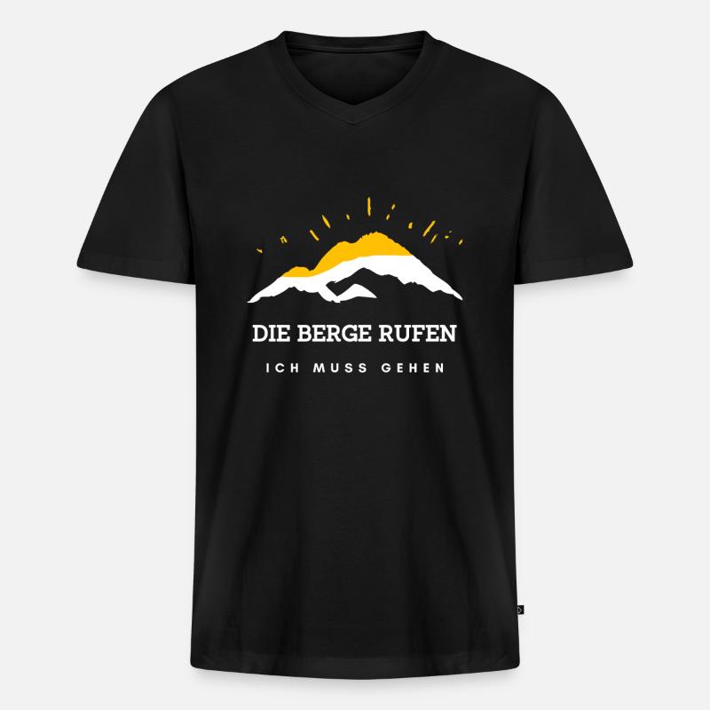 Die Berge rufen - Männer Premium Bio T-Shirt mit V-Ausschnitt - Schwarz