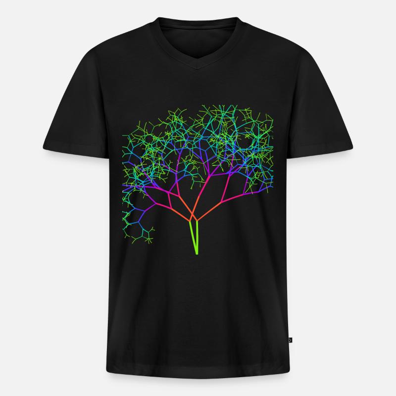 Regenbogen Baum - Männer Premium Bio T-Shirt mit V-Ausschnitt - Schwarz