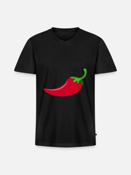 Spicy Chilly - Men's Premium Organic T-shirt with V-neck - black