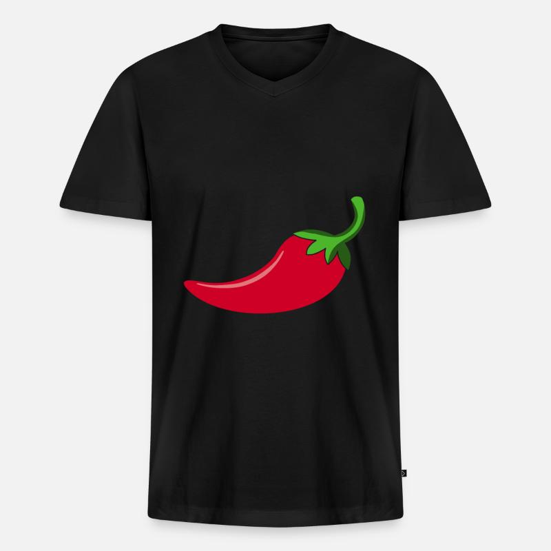 Scharfe Chilly - Männer Premium Bio T-Shirt mit V-Ausschnitt - Schwarz