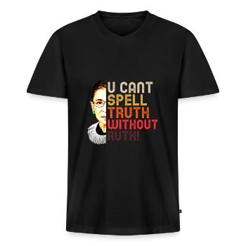 Ruth Bader Ginsburg - Männer Premium Bio T-Shirt mit V-Ausschnitt - Schwarz - Vorne - Nico (187cm)