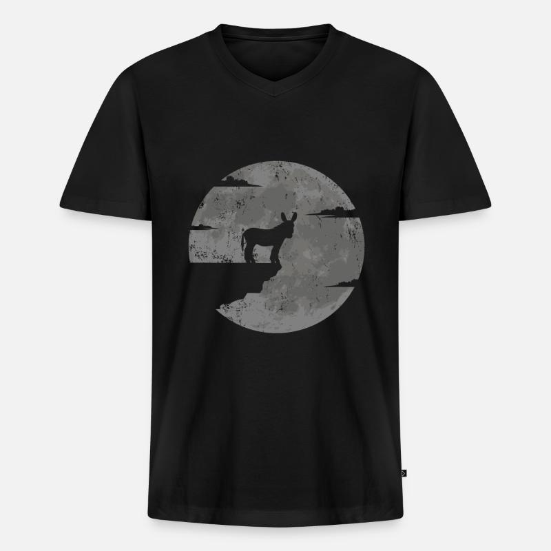 Esel Mond Maultier - Männer Premium Bio T-Shirt mit V-Ausschnitt - Schwarz