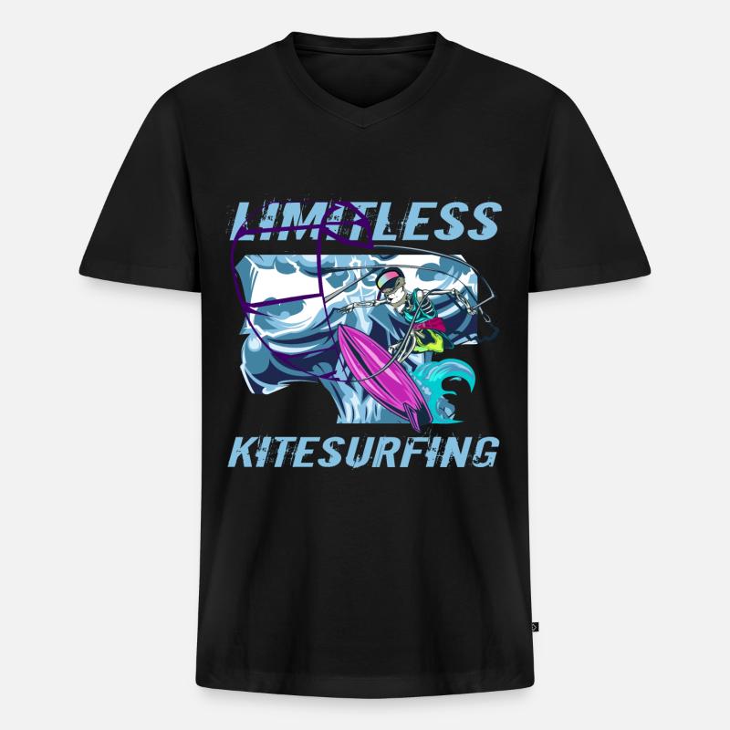 kitesurfen - Männer Premium Bio T-Shirt mit V-Ausschnitt - Schwarz