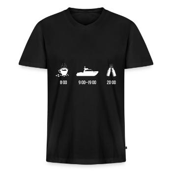 Bateau bateau - T-shirt encolure en V Premium bio Homme - noir - Devant - Nico (187cm)