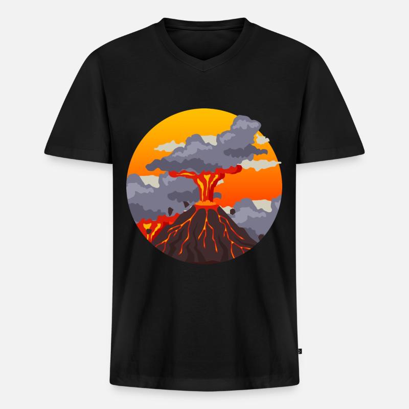 Vulkan - Männer Premium Bio T-Shirt mit V-Ausschnitt - Schwarz