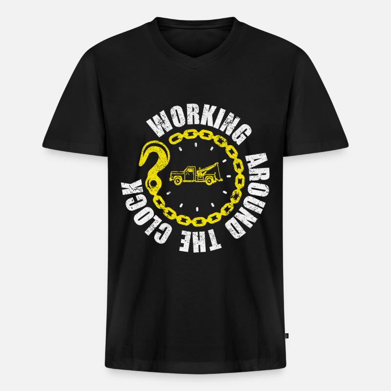 Abschleppwagen Abschleppdienst Abschlepper - Männer Premium Bio T-Shirt mit V-Ausschnitt - Schwarz